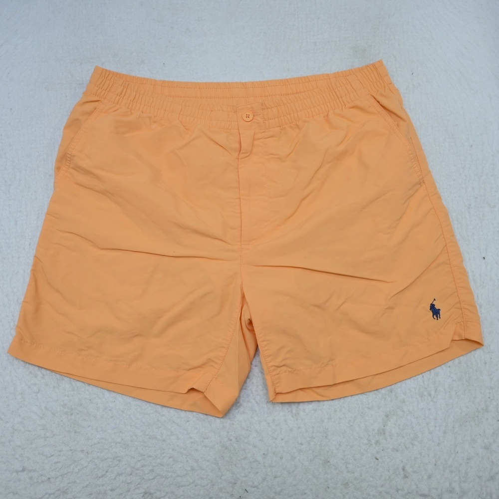 Polo Ralph Lauren Swim Trunks Orange Nylon Netted W/ Pockets Mens Large 6"